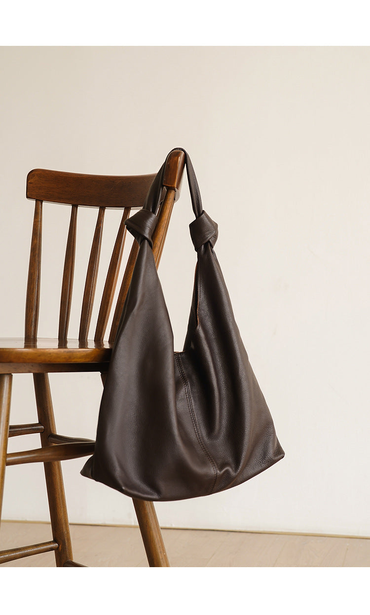 Genuine Leather Underarm Handbag - First Layer Cowhide Shoulder Bag