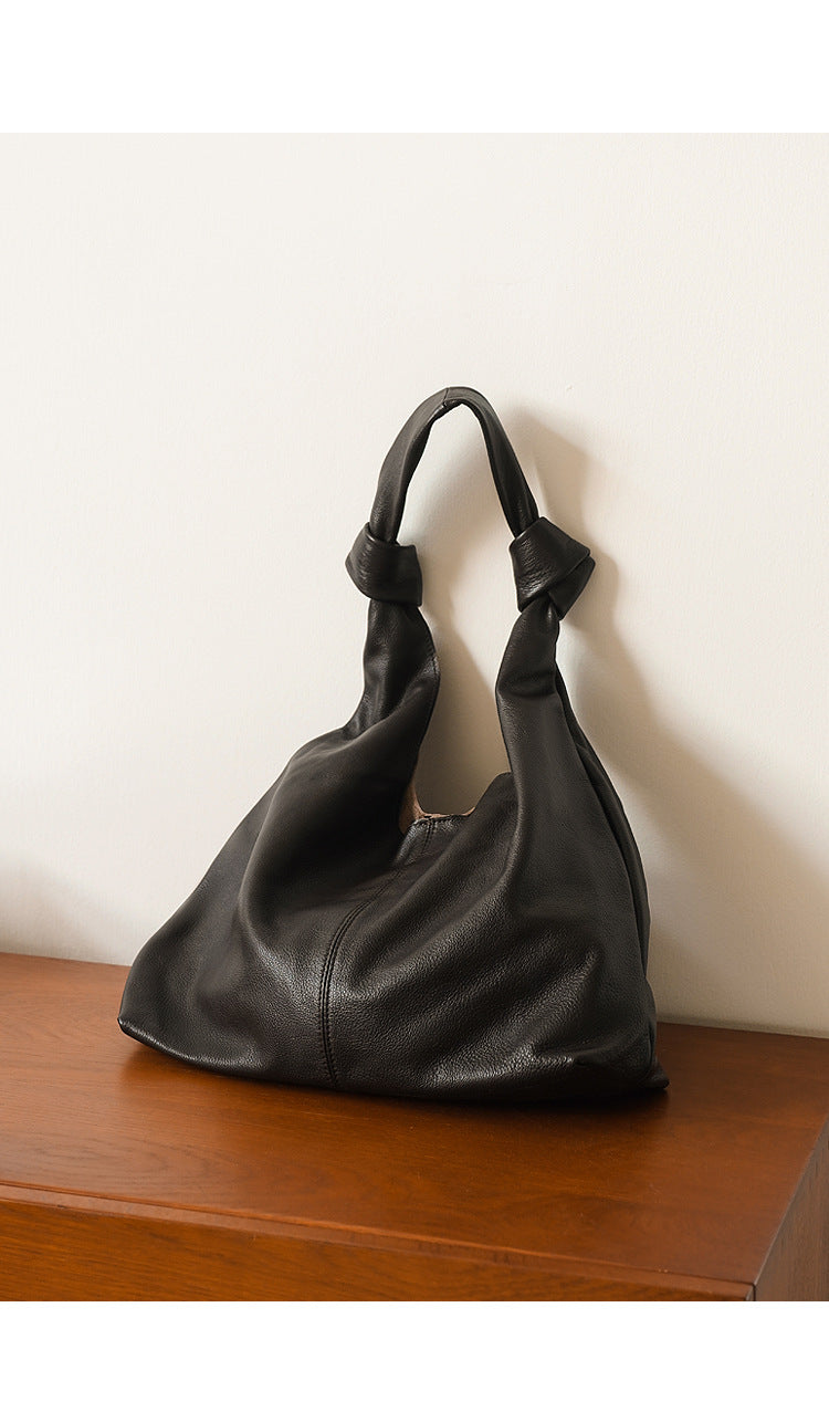 Genuine Leather Underarm Handbag - First Layer Cowhide Shoulder Bag