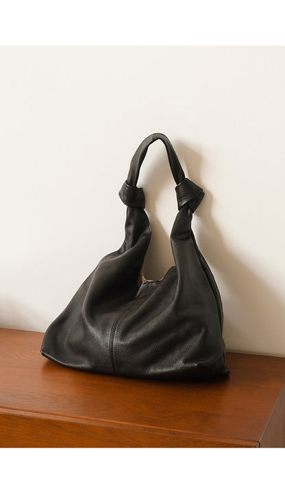 Genuine Leather Underarm Handbag - First Layer Cowhide Shoulder Bag