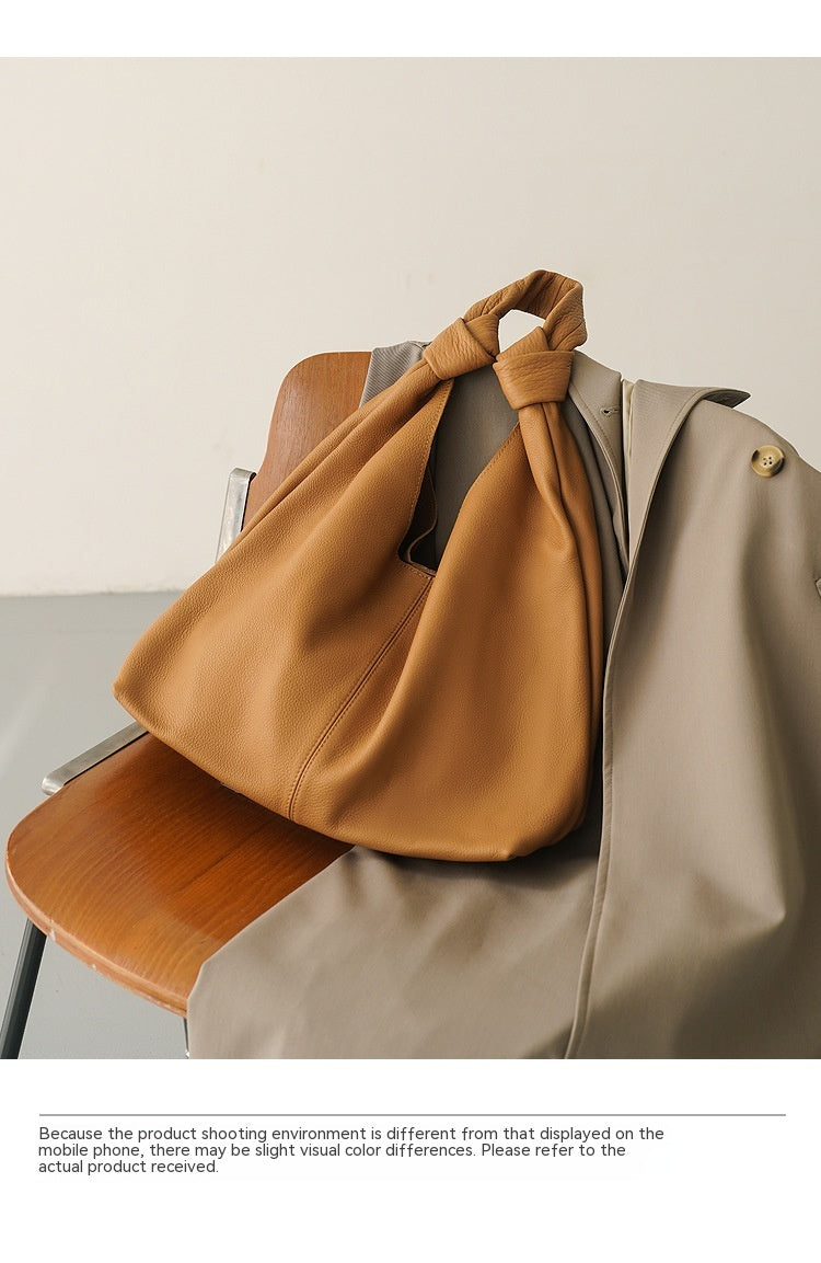 Genuine Leather Underarm Handbag - First Layer Cowhide Shoulder Bag