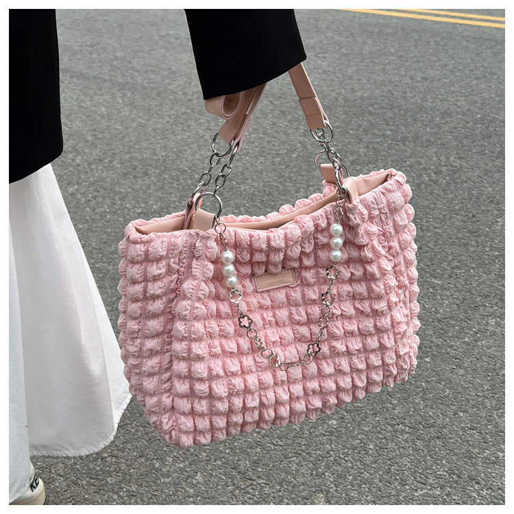 Women's Soft Velvet Tote Bag - Large Capacity Casual Shoulder Bag
