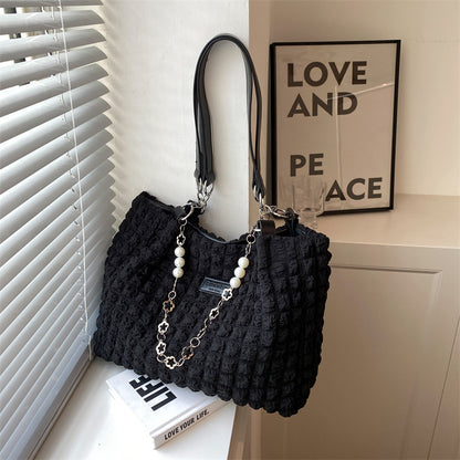 Women's Soft Velvet Tote Bag - Large Capacity Casual Shoulder Bag