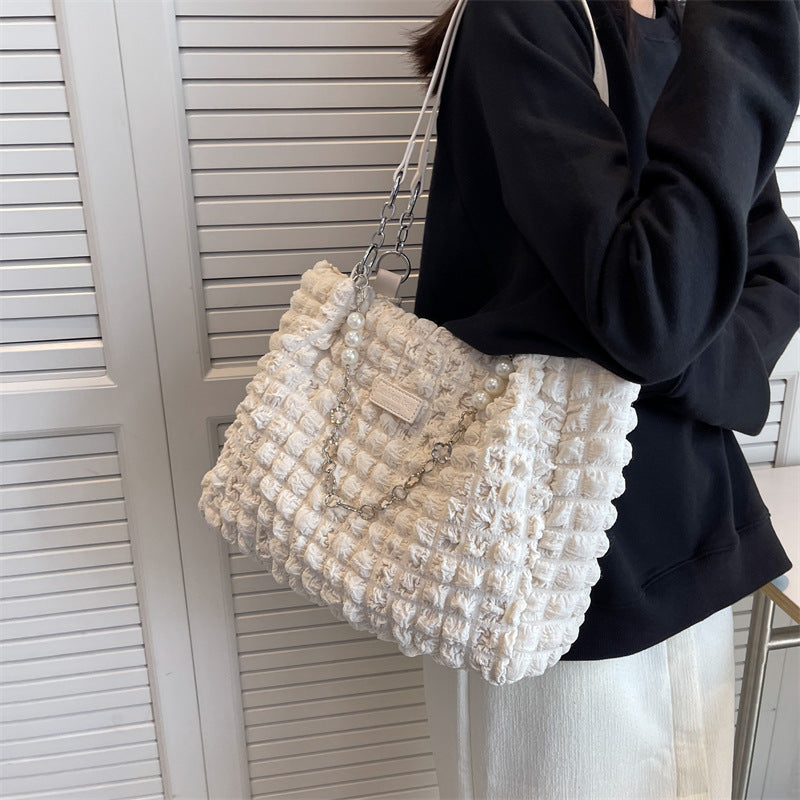 Women's Soft Velvet Tote Bag - Large Capacity Casual Shoulder Bag