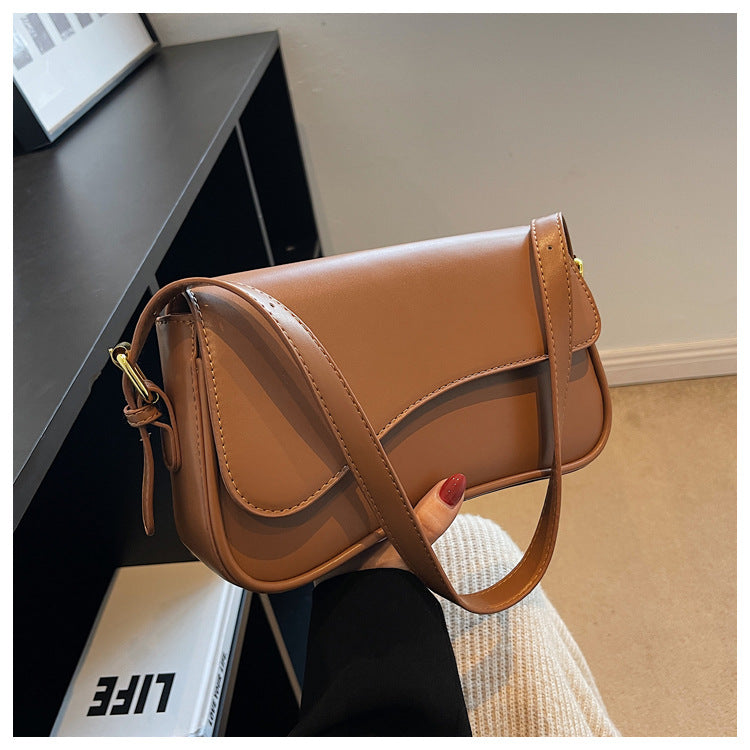 Women's Minimalist Crossbody Bag - Vegan Leather Magnetic Flap Shoulder Purse