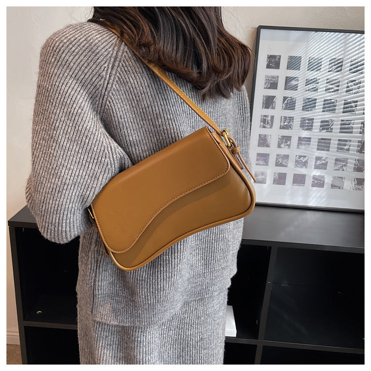 Women's Minimalist Crossbody Bag - Vegan Leather Magnetic Flap Shoulder Purse