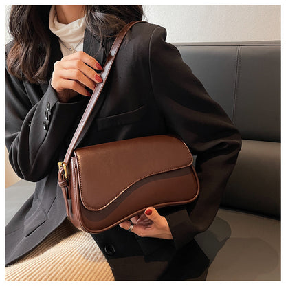 Women's Minimalist Crossbody Bag - Vegan Leather Magnetic Flap Shoulder Purse