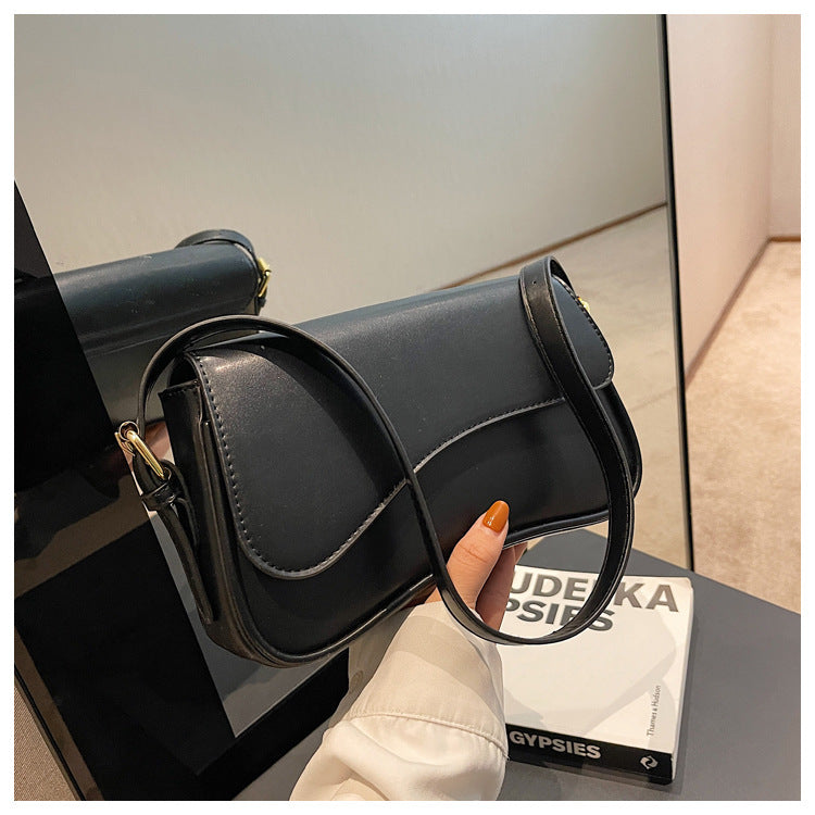 Women's Minimalist Crossbody Bag - Vegan Leather Magnetic Flap Shoulder Purse