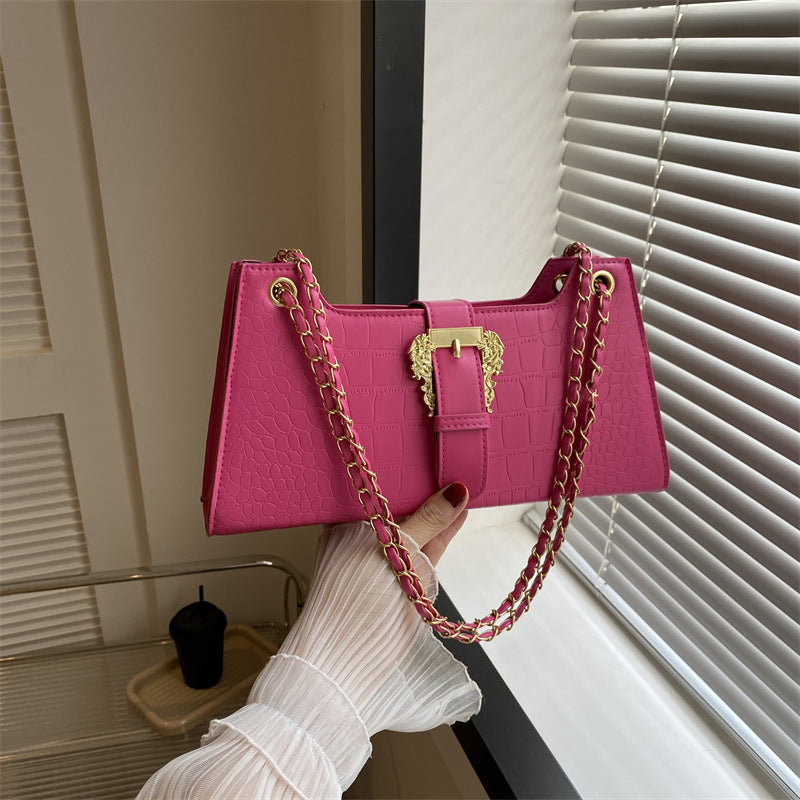PU Leather Chain Crossbody Bag - Small Square Shoulder Bag with Phone Pocket