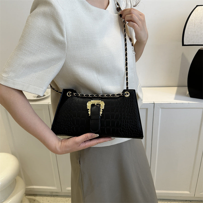PU Leather Chain Crossbody Bag - Small Square Shoulder Bag with Phone Pocket