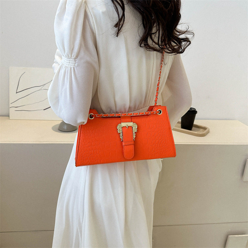 PU Leather Chain Crossbody Bag - Small Square Shoulder Bag with Phone Pocket
