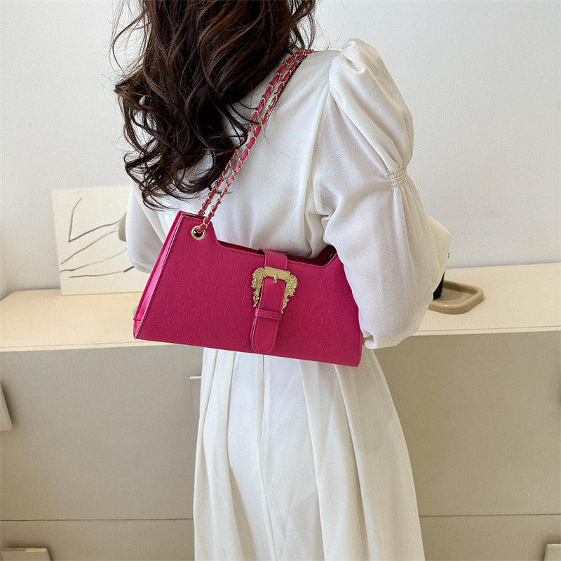 PU Leather Chain Crossbody Bag - Small Square Shoulder Bag with Phone Pocket