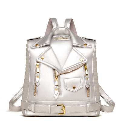 PU Leather Backpack - Vertical Square Fashion Backpack with Zipper Pocket