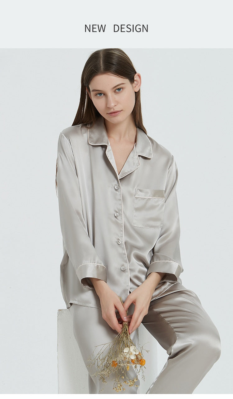100% Mulberry Silk Couple's Pajama Set - Long Sleeve