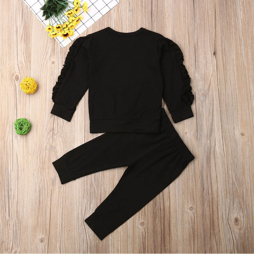 Baby Ruffle Sweatshirt Set - 2-Piece Long Sleeve Top & Pants Outfit
