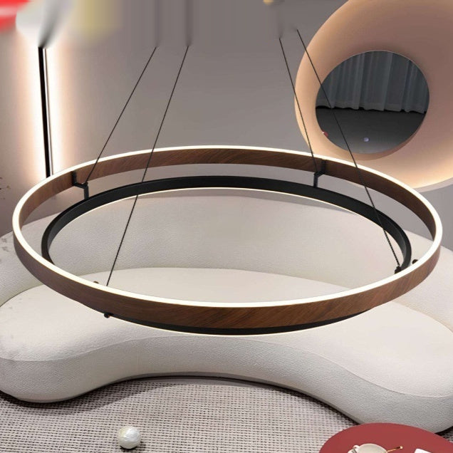 Italian Modern Minimalist Wood Grain Chandelier - Full Spectrum LED Ceiling Light