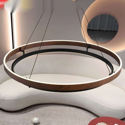 Italian Modern Minimalist Wood Grain Chandelier - Full Spectrum LED Ceiling Light