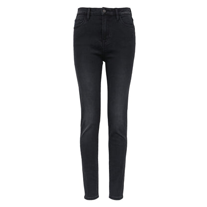 Women's Black Cotton Stretch Skinny Jeans - Mid-Rise Casual Denim Pants