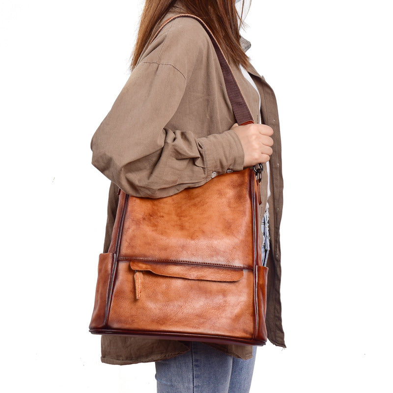 Women's Genuine Leather Anti-Theft Backpack - Luxury Travel Bag with Laptop Compartment