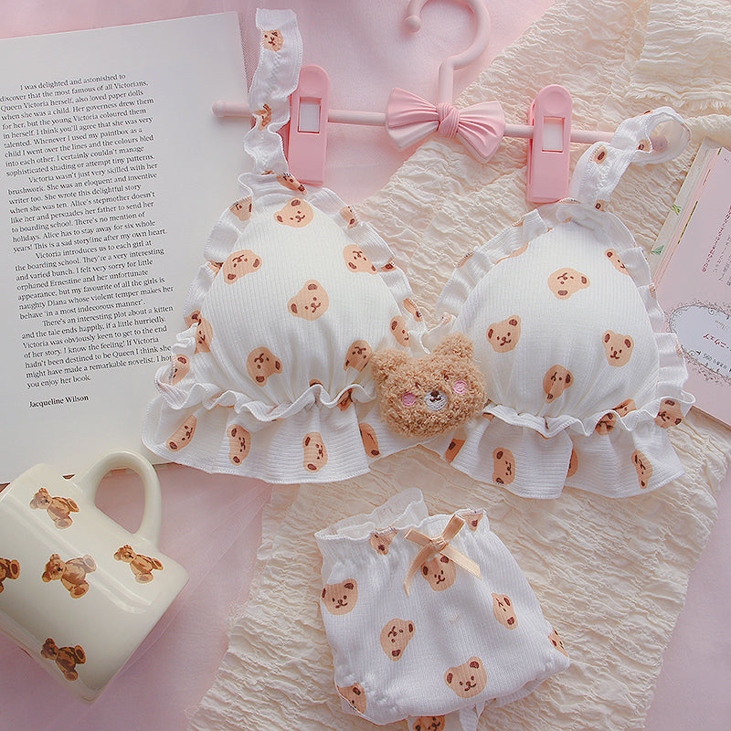 Girls' Cotton Bra and Shorts Set - Comfortable Support with Sponge Padding