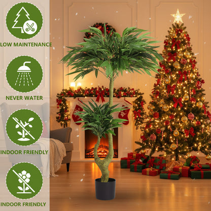 5FT Artificial Willow Tree with Natural Foliage in Black Pot - Maintenance-Free Indoor Plant for Home Office Decor