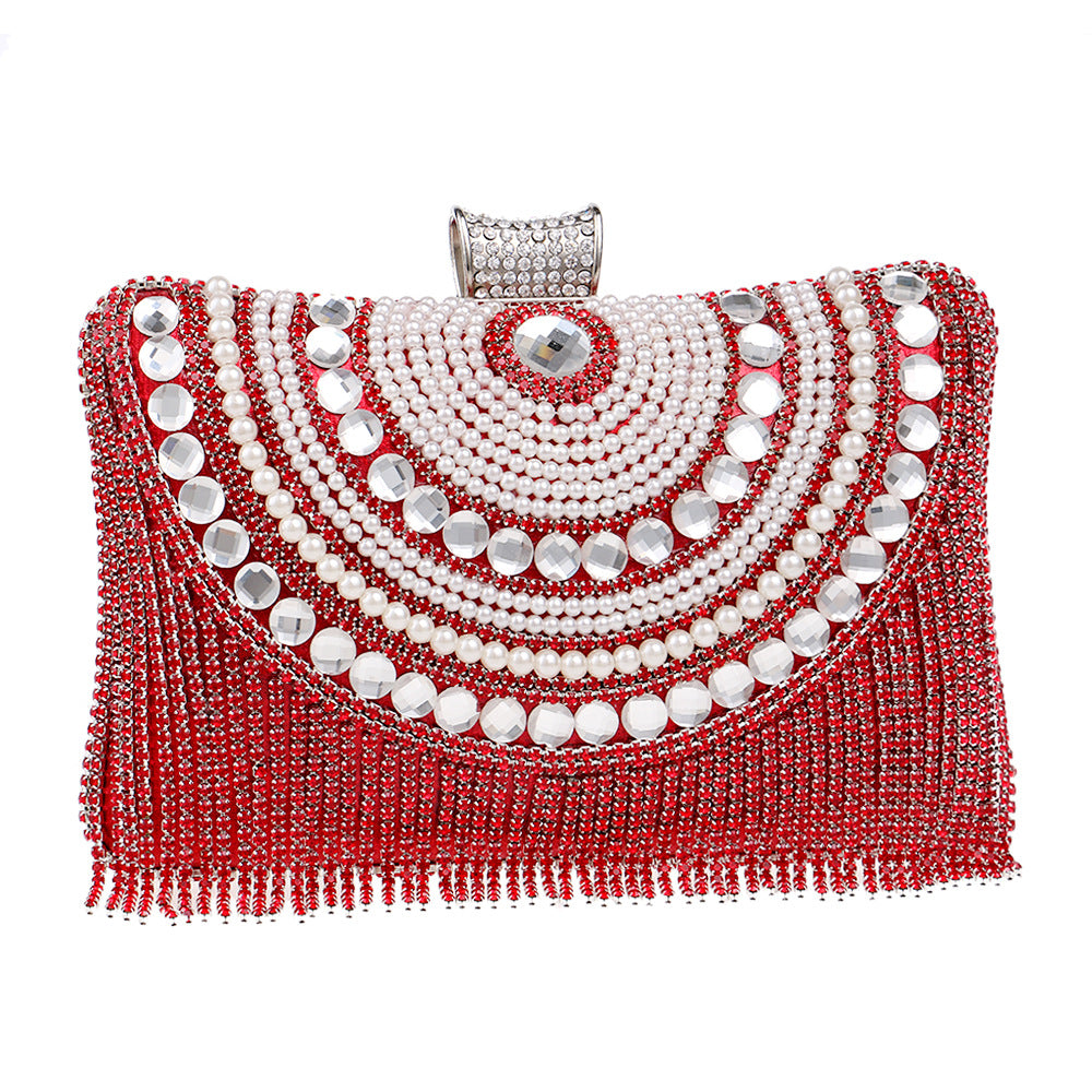 Elegant Tassel Evening Clutch with Crystal Embellishments