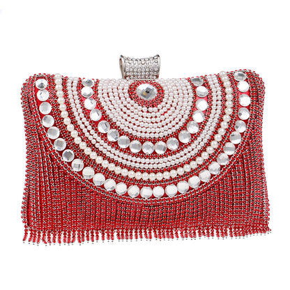 Elegant Tassel Evening Clutch with Crystal Embellishments