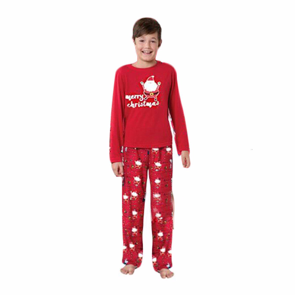Christmas Family Pajama Set - Two-Piece Red Polyester Sleepwear