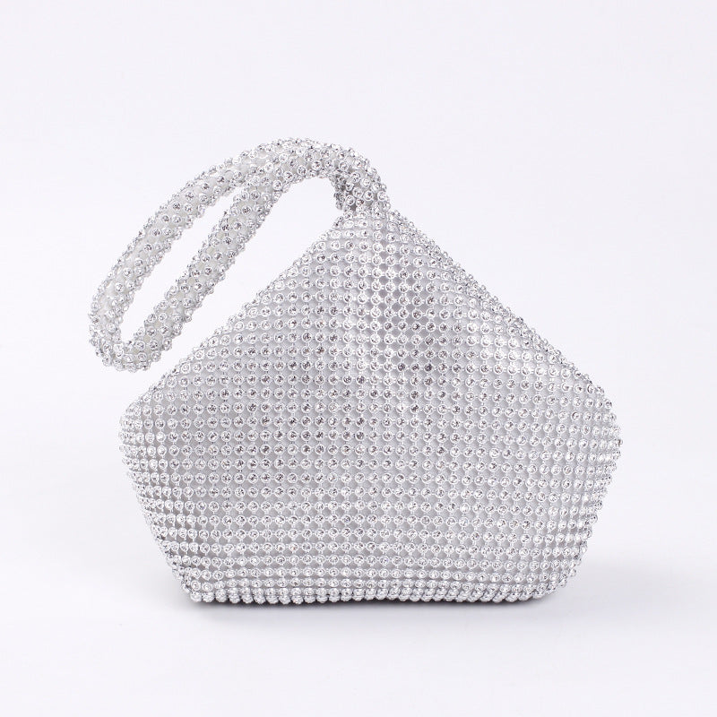 Elegant Rhinestone Evening Clutch - Dumpling Style Party Bag