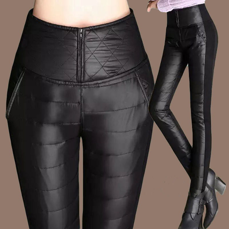 Women's Plus Size Winter Cotton Trousers - High-Waist Pencil Pants