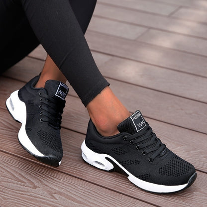 Women's Lightweight Leisure Sports Sneakers - Flying Woven Mesh Upper & Air Cushion Sole