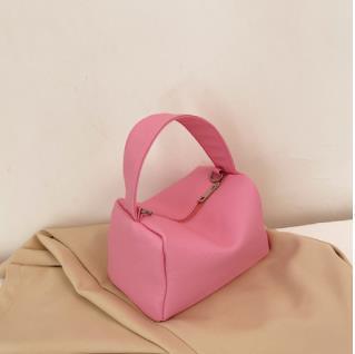 PU Leather Chain Handbag - Solid Color Horizontal Square Bag