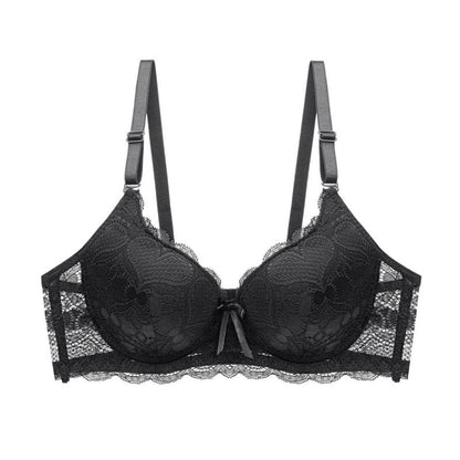 Lace Push-Up Bra - 3/4 Cup Underwire with Hollow Design