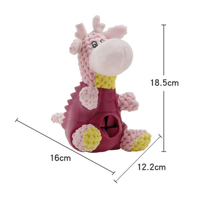 Squeaky Animal Character Pet Chew Toy | Corn Kernel Fill & Food Leaking Design