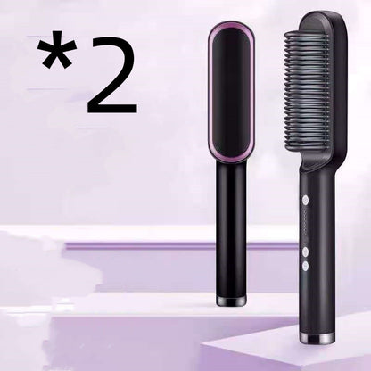 2-in-1 Hair Straightener & Curling Comb | Tourmaline Ceramic | Negative Ion Electric Hair Brush