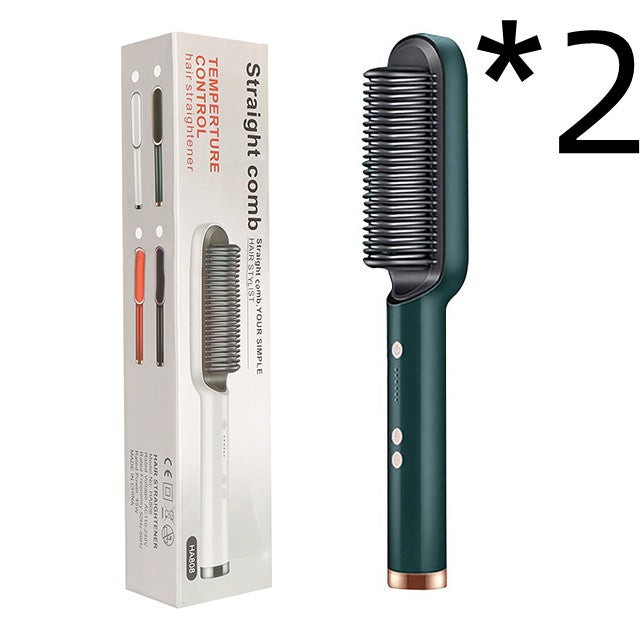 2-in-1 Hair Straightener & Curling Comb | Tourmaline Ceramic | Negative Ion Electric Hair Brush
