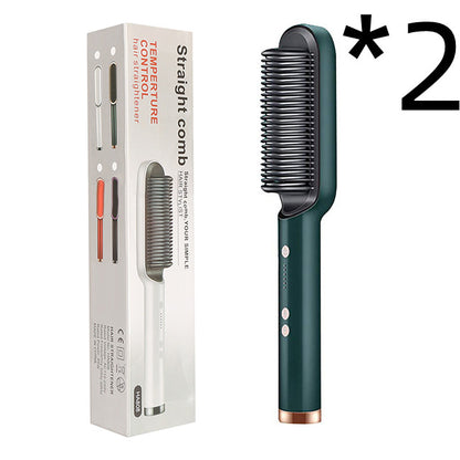 2-in-1 Hair Straightener & Curling Comb | Tourmaline Ceramic | Negative Ion Electric Hair Brush