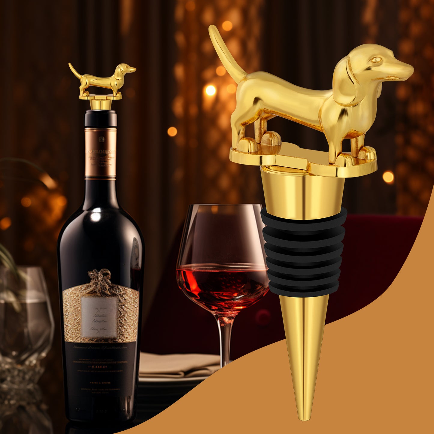 Dachshund Wine Stopper - Zinc Alloy Wine and Champagne Bottle Stopper
