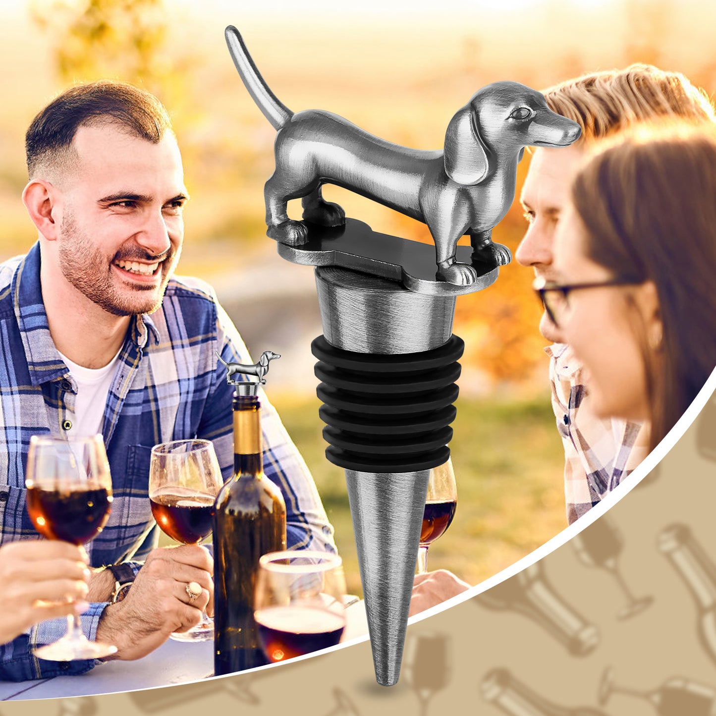 Dachshund Wine Stopper - Zinc Alloy Wine and Champagne Bottle Stopper