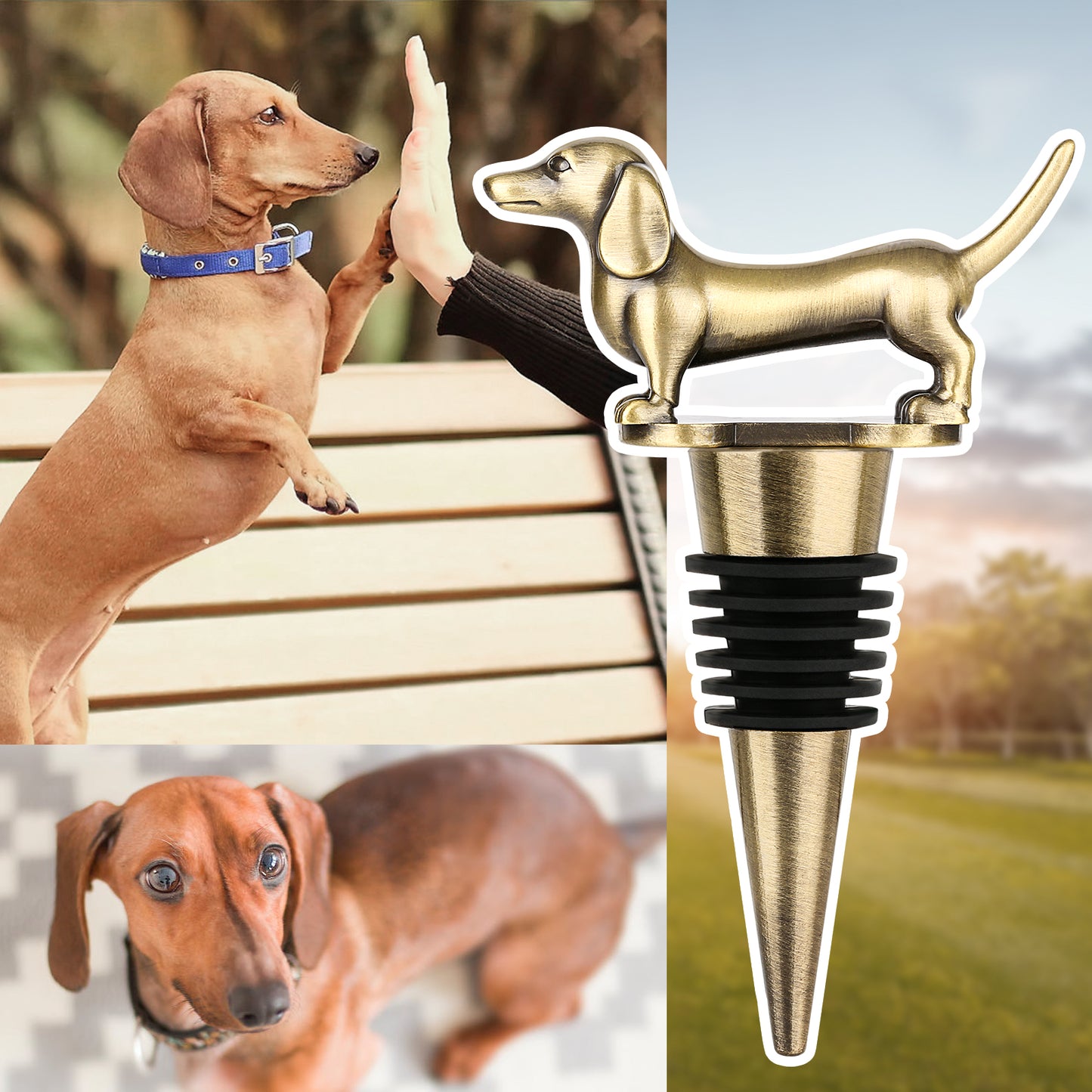 Dachshund Wine Stopper - Zinc Alloy Wine and Champagne Bottle Stopper