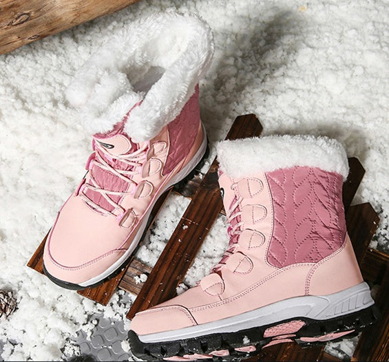 Women's Warm Cotton Snow Boots - Insulated Winter Boots with Cotton Lining