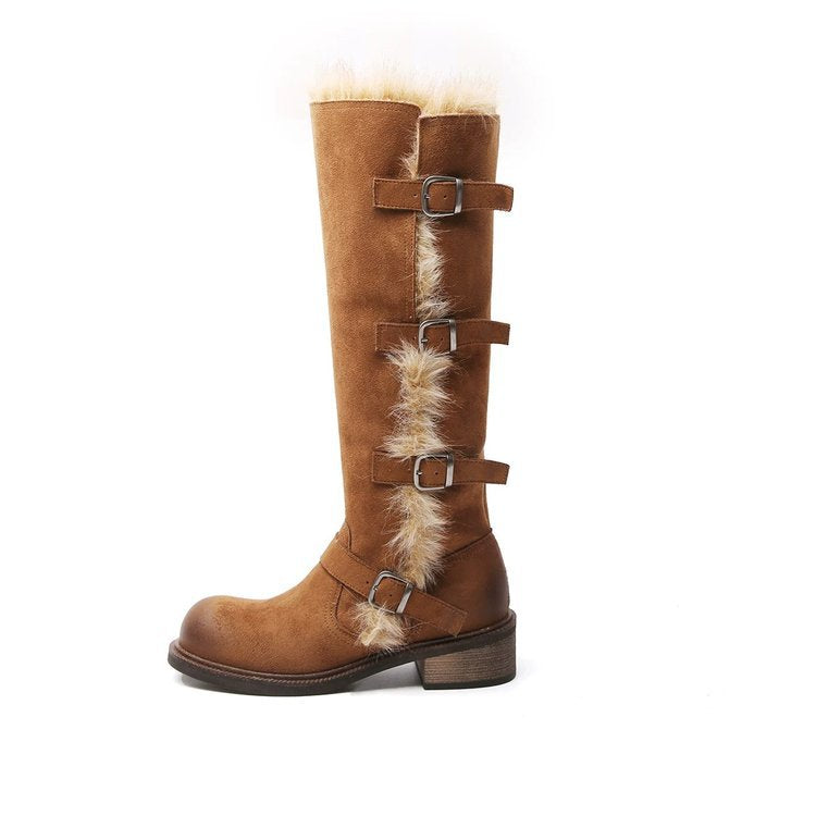 Women's Fleece-Lined Tall Snow Boots - Insulated Waterproof Winter Boots