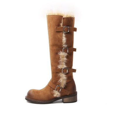 Women's Fleece-Lined Tall Snow Boots - Insulated Waterproof Winter Boots