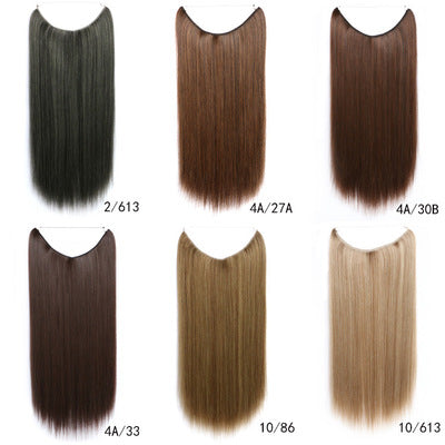 22" Invisible Wire Hair Extensions - No Clips Secret Fish Line Synthetic Hairpiece