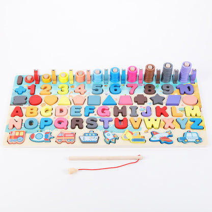 Montessori Wooden Educational Toy - Math & Fishing Board for Kids Ages 1-3 Years