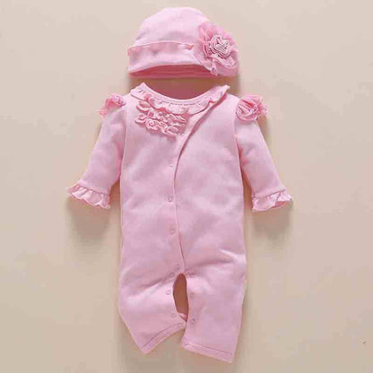 Cotton Baby Romper Jumpsuit - Newborn Bodysuit with Removable Cap
