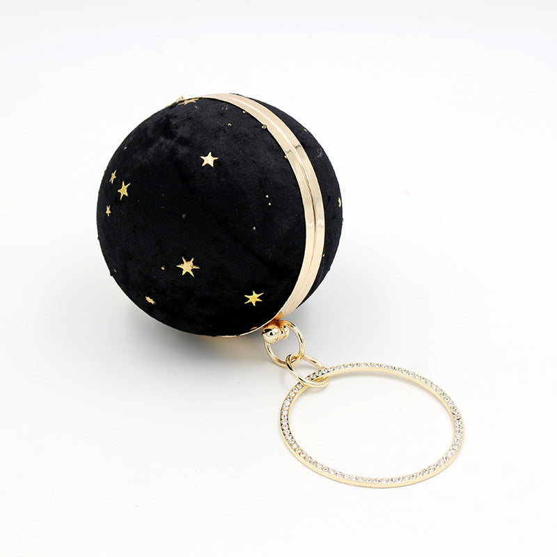 Women's Suede Starry Sky Round Evening Bag - Elegant Dinner Clutch
