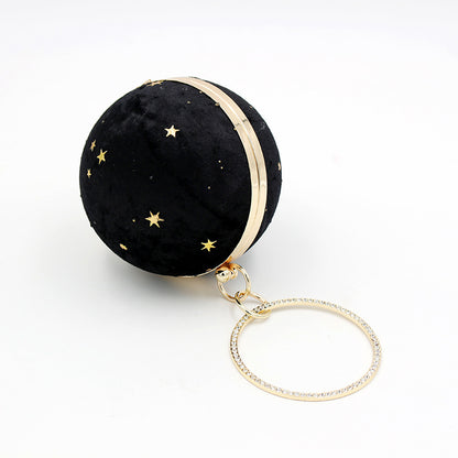 Women's Suede Starry Sky Round Evening Bag - Elegant Dinner Clutch