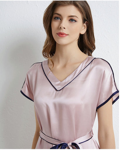 Elegant Silk Sleep Dress - V-Neck Chemise Nightgown