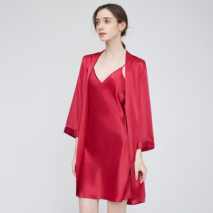 Women's Luxe Silk Slip Nightdress - 100% Pure Silk with V-Neck and Adjustable Spaghetti Straps