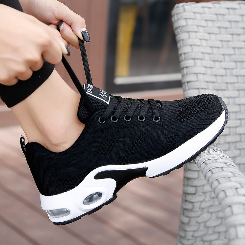 Women's Lightweight Leisure Sports Sneakers - Flying Woven Mesh Upper & Air Cushion Sole